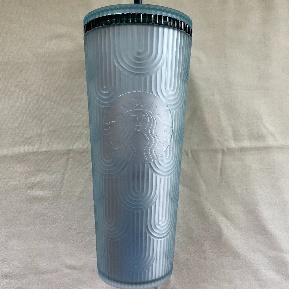 NWT Starbucks Spring 2024 Mint and Teal Soft-Touch 24 oz. Venti Straw Cup